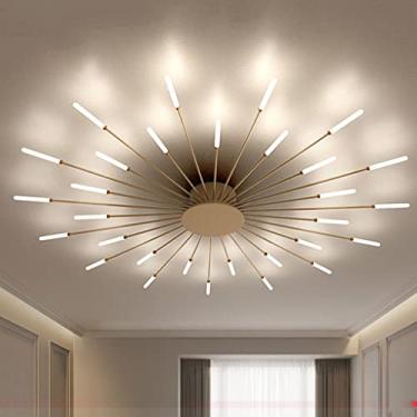 Imagem de Lustre de teto moderno com LED, design de fogos de artifício, criativo, para quarto, sala de estar, hall de entrada, escritório, quarto infantil, iluminação interna, luzes decorativas (doura