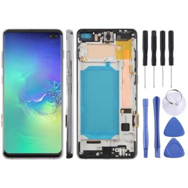 Imagem de Hiregolish Peças de reparo de tela, para Samsung Galaxy S10+ SM-G975F 6,4 polegadas TFT LCD digitalizador de tela conjunto completo com moldura, não suporta identificação de impressão digital (cinza)