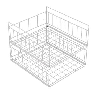Imagem de Prateleira de armazenamento de cozinha Guarda-roupa destacável Rack de secagem de pratos Organizador de mesa Rack de armazenamento de metal branco para armário de despensa Tamanho