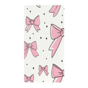 Imagem de Blueangle Lençol de berço padrão para berço infantil - Lençóis de algodão macio e respirável com laço rosa (177)