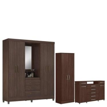 Imagem de Guarda Roupa Casal Capelinha Pérsia Com Multiuso Golden Com Cômoda Lon