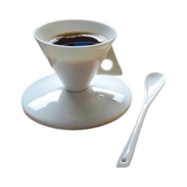 Imagem de Conjunto De Xícaras E Pires De Espresso Em Porcelana Fina Com Colher, 