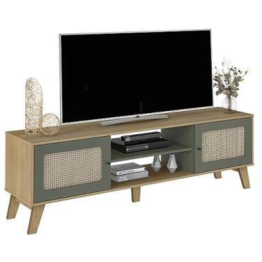 Imagem de Rack para TV até 75" com 2 portas de abrir CHARLOTTE cor Carvalho c/Menta - Artely