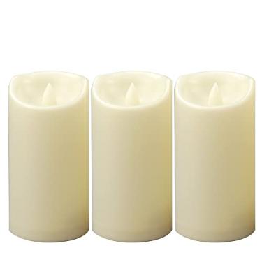 Imagem de CANDLE CHOICE Velas sem chamas à prova d'água operadas por bateria ao ar livre com temporizador, resina plástica, luzes elétricas de pilar de LED para lanterna, pátio, jardim, decorações de festa de