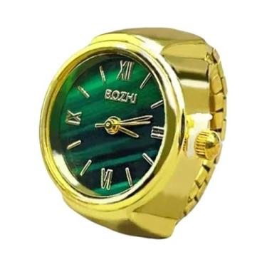 Imagem de Relógio De Dedo Criativo Redondo Com Mostrador Verde Para Casal, Em Li