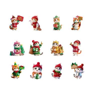 Imagem de Decoração De Árvore De Natal Em Forma De Gato, 12 Peças De Pendentes P