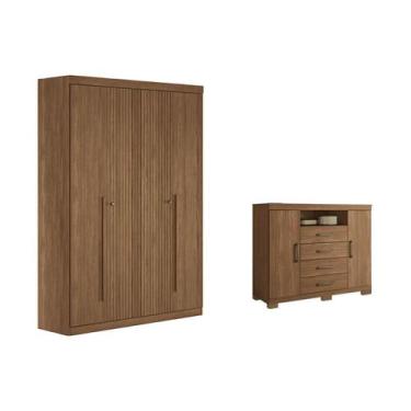 Imagem de Guarda Roupa +Cômoda 2 Peças QC337 Jatobá - Santos Andirá