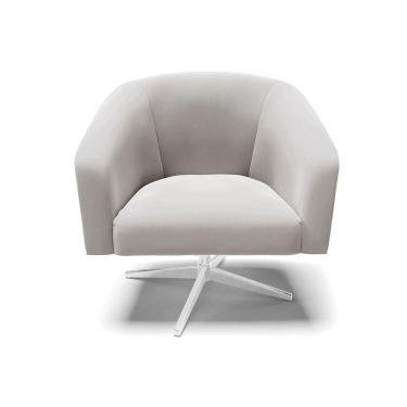 Imagem de Cadeira Sala De Jantar Giratória Base Cromada Stella Veludo D03 - D'rossi Cor Cinza