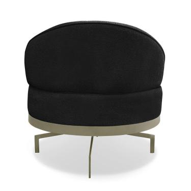 Imagem de Poltrona Sala De Estar Base Giratória Dourada Aura Bouclê S04 - D'rossi Cor Preto