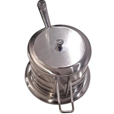 Imagem de Açucareiro Decorado em Aço Inox e Vidro com Colher 200 Ml - Home