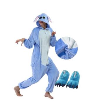 Imagem de Kit Pijama Lilo Stitch com Pantufa Kigurumi Unissex - Amo Kigurumi,  P