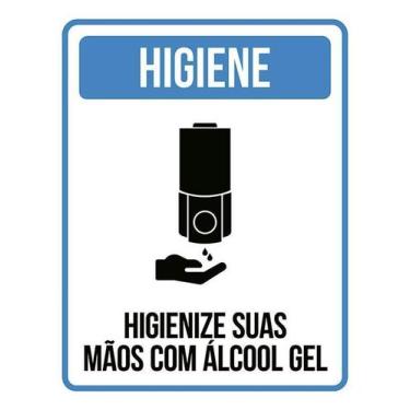 Imagem de Kit 3 Placa Acm Higienize Suas Mãos Com Alcool Em Gel 18X23 - Sinalizo