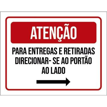 Imagem de Kit 3 Placa Acm Entregas Retiradas Portão Lado Direita 18X23