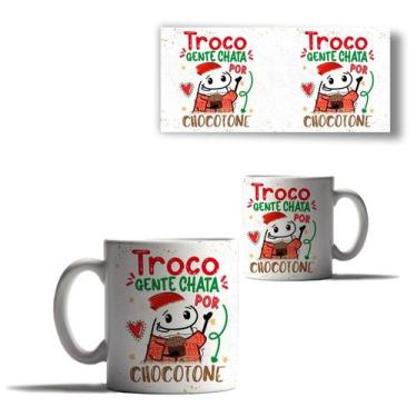 Imagem de Caneca Porcelana Natal Flork Troco Gente Chata por Panetone - Enjoysho