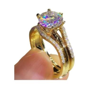 Imagem de Anel De Zircônia Cúbica Em Ouro Rosé Para Mulheres, Clássico, Com 6 Ga