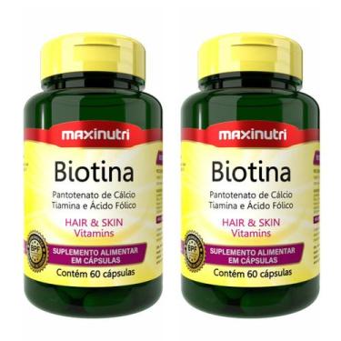 Imagem de Kit 2x Biotina Maxinutri 60 Cáps  Saúde para Cabelos, Pele e Unhas