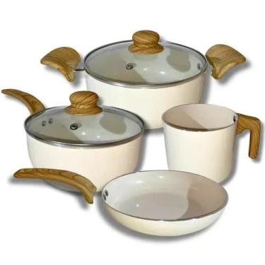 Imagem de Jogo De Panelas 4 Peças Revestimento Cerâmico Tampa De Vidro - THIKA, 