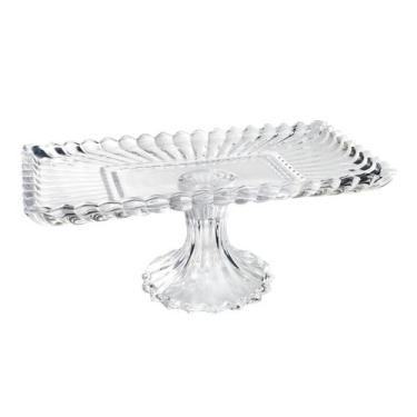 Imagem de Travessa retangular cristal de chumbo com pé geneva 30cm - Importado, 