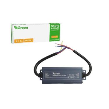 Imagem de Fonte Blindada Prova D'Água Ip67 12V 2A Leds Cftv Bivolt - Green