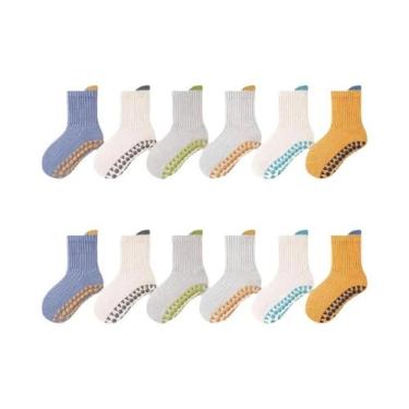 Imagem de Meias Antiderrapantes Para Bebês Recém-Nascidos, 6 Pares, Macias, Para