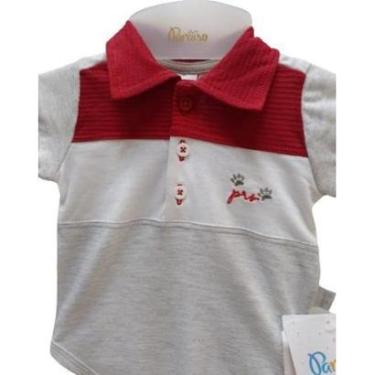 Imagem de Body Curto Luxo Bebê Menino Bordado Verão Polo Paraiso 13996-Masculino