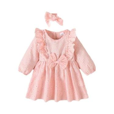 Imagem de Macacão Rosa De Manga Comprida Com Laço Na Cintura Para Bebês Meninas 