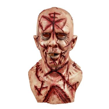 Imagem de Máscara facial assustadora com cicatrizes e látex para adultos com tema de terror de Halloween