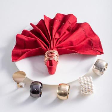 Imagem de 4 Anéis para Guardanapo Lyor Circle de Aço Niquelado Prata