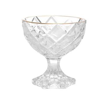 Imagem de Taça Sobremesa Deli Diamond Vidro com Fio de Ouro 170ml - Lyor