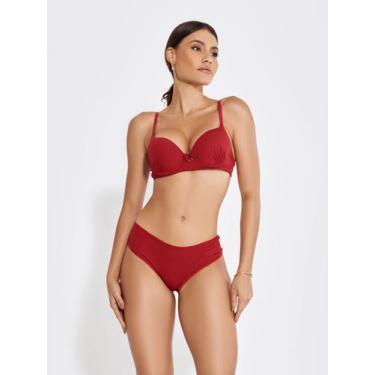 Imagem de Conjunto lingerie calcinha fio duplo e sutia canelado com bojo e pinge