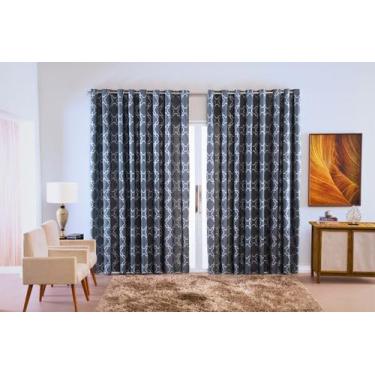 Imagem de Cortina Michigan Sala Quarto e Cozinha Vários Tamanhos Preto - CONFECÇ