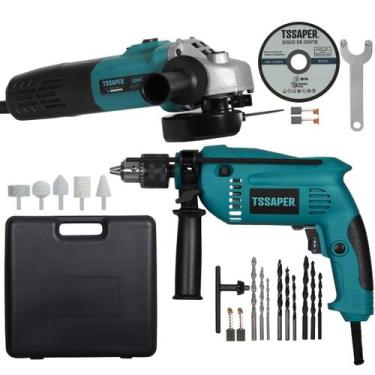 Imagem de Kit Completo 2 em 1 Furadeira de Impacto e Esmerilhadeira Elétrica Mal