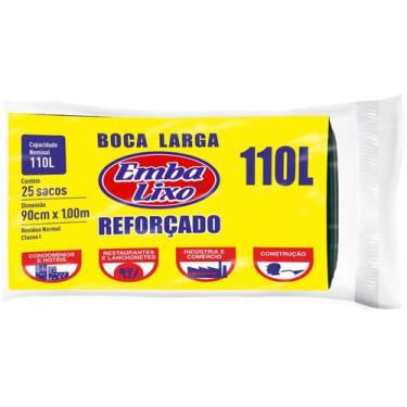 Imagem de Saco de Lixo Preto 110L Reforçado Embalixo - Profissional 25 Unidades,