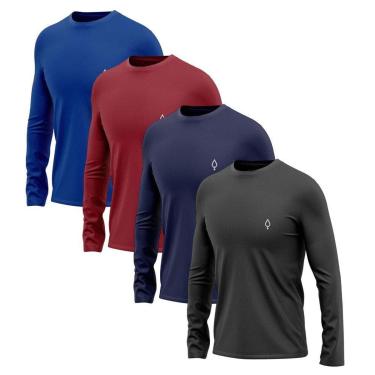 Imagem de Kit 4 Camiseta Masculina Dry Manga Longa Academia Camisetas-Masculino