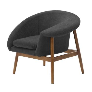 Imagem de Poltrona Sala De Estar Yumi Base Madeira Braço Esquerdo Linho Grafite - Nexta Casa