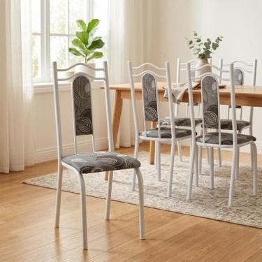 Imagem de Kit Jogo Conjunto De 4 Cadeiras Cozinha Sala Jantar Aço Branco Metálic