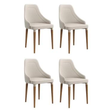 Imagem de Conjunto de 4 Cadeiras de Madeira Maciça Estofada Evelyn Natural com S