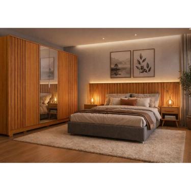 Imagem de Dormitório casal Ripado completo espelho Premium Arbo Design