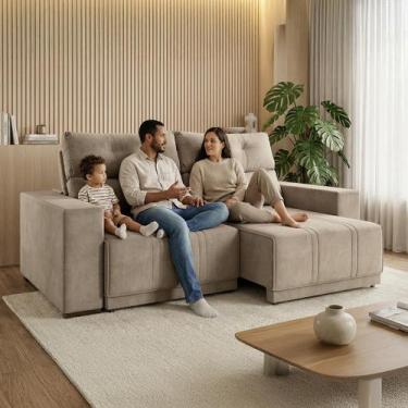 Imagem de Sofá Retrátil e Reclinável 4 Lugares Espuma Fibra Siliconada Garopaba 