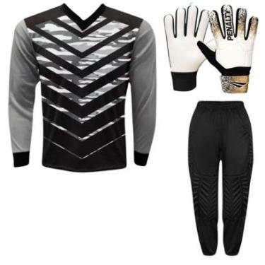 Imagem de Kit Goleiro Infantil Camisa Kanga + Calça TRB + Luva Penalty-Unissex