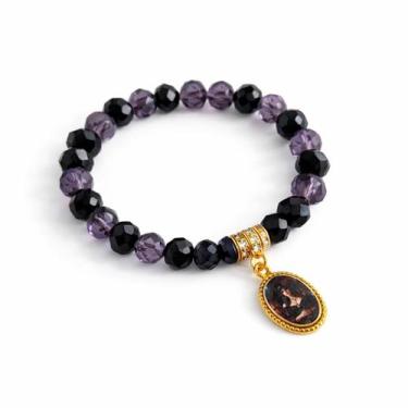 Imagem de Pulseira Pomba Gira Maria Mulambo Medalha Cristal e Silicone - Lua Mís