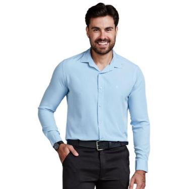 Imagem de Camisa Social Masculina Slim Manga Longa - Daze Modas, Azul bb, M
