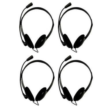 Imagem de Kit com 4 Headsets Office Usb Adaptador Usb-C Preto Bright
