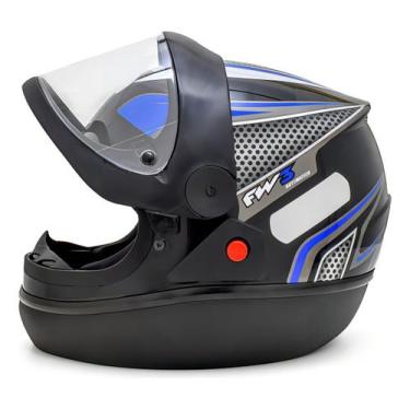Imagem de Capacete fechado FW3 para moto Automatic Preto, Preto/Prata/Azul, 60