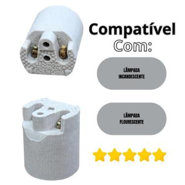 Imagem de Kit 5x Soquete Lampada Bocal Porcelana Louça Plafon E-27 - FRITZ MATER