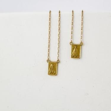 Imagem de Escapulário N S Aparecida Tijolinho 9x6 60 Cm Dupla Ouro 18k Dourado -