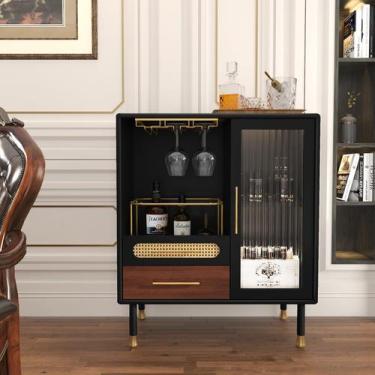 Imagem de Armário Bar para Café ARTPOWER Preto com Suporte para Taças de Vinho