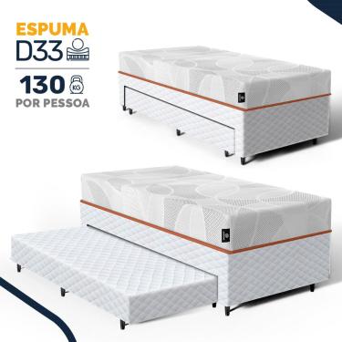 Imagem de Cama Box com Colchão de Espuma D33 Enrolado Sonno Full - Umaflex + Auxiliar de Espuma S...