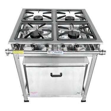 Imagem de Fogão Industrial a Gás Alta Pressão 4 Bocas 30x30cm P5 com Forno Grand
