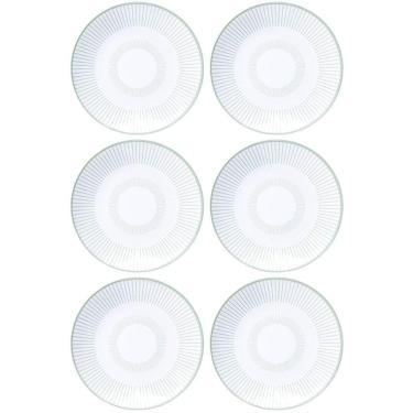 Imagem de Jogo 6 Pratos Fundos Tramontina em Porcelana Branca Decorada 21cm Lineare Mesa Posta So...